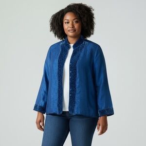 Chico's - Silk & velvet Embroidered/beaded Dress Jacket - 1 (14-16)